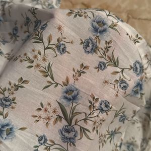 White Flower Print Office Shirt