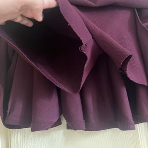 Maroon Flared Skirt with inbuilt shorts