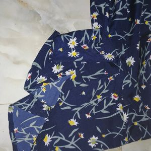 Floral Printed Navy Dress, M