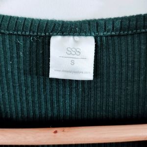 SSS Green Plain Casual Crop Top (Women)