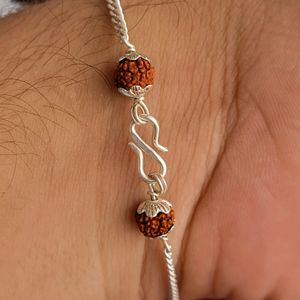 Silver Rudraksh Trendy Rakhi / Bracelet