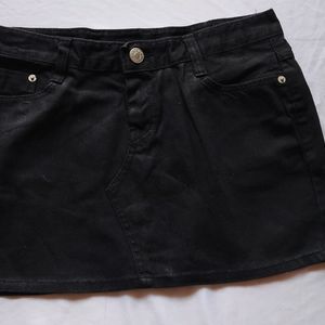 Black Denim Mini Skirt