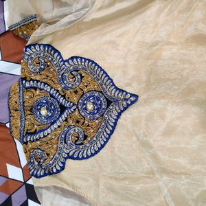 golden and blue embroidered kurta