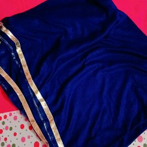 Blue Duppata With Gold Border