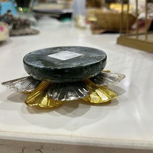 Sliver Flower Diya  With Granite Base Pooja Needs