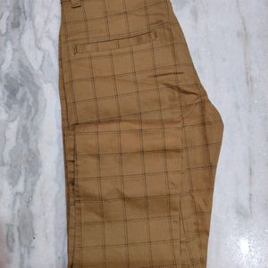 Mens Checked Chinos Khaki Size -28