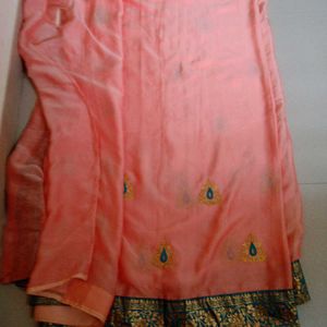 Peach Color Fancy Saree