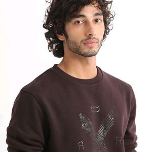 RARE RABBIT Men Voir Graphic Print Logo Sweatshirt