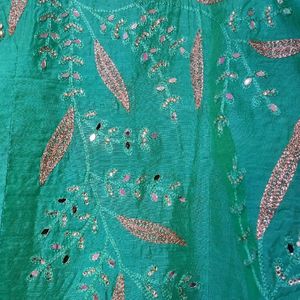 Sea Green Glass Work Embroidery Pretty Dress