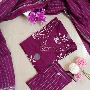 Burgandy Cotton Kurta Set