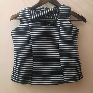 Black And White Strips Crop Top