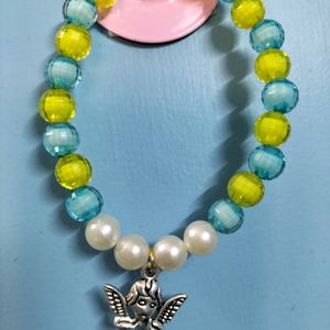 Handmade Blue And Yellow Beads Bracelet