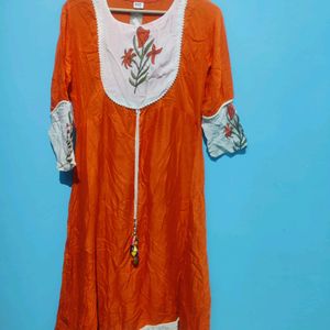 Women's Self Design Cotton Blend Flared Kurta