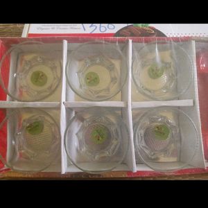 New 6 Glass Cups And 1 tray Bowl Set