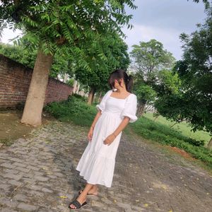 White Cotton Aline Dress