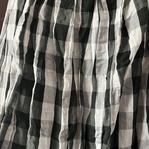 Black and white check Long skirt