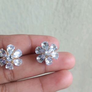 White Diamond Finish Earrings