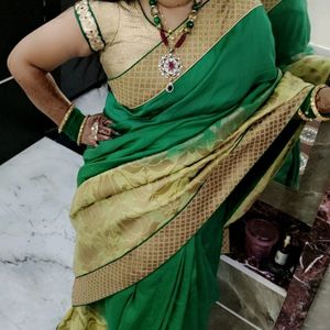 Simple ,Light Weight Green Saree