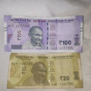 Rare And Unique 786 Notes 100rs & 20rs