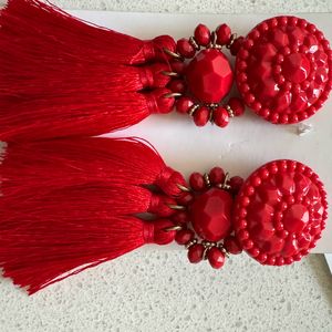 H&M Red Tassel Earrings