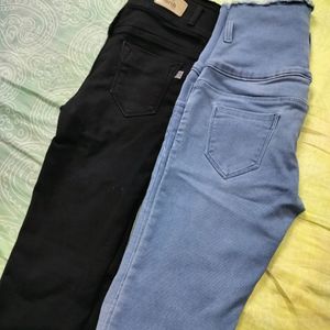 Black And Blue Denim Capri