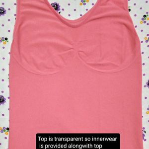 Coral Peach Pink Top + Innerwear (M)