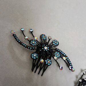 Silver And Blue Hair Accessories