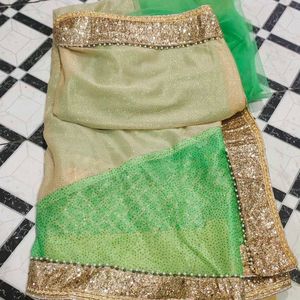 Beautiful Net Saree With Zari Work