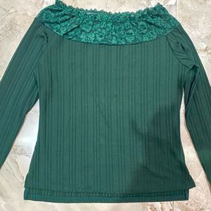 Dark Green Off Shoulder Top