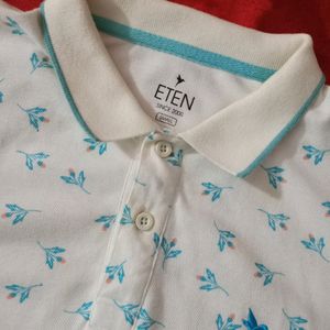 ETEN Men's Casual Printed T-shirt (White)