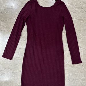 Burgandy Backless With Ties Dress