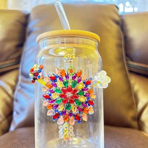 Designer Glass Tumbler With Lid And Straw