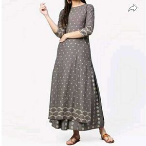 Women Cotton Grey Printed KurtaBust 34