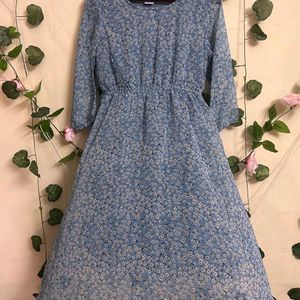 Blue Floral Print Maxi Dress