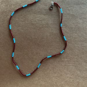 Maroon Blue Beaded Chain