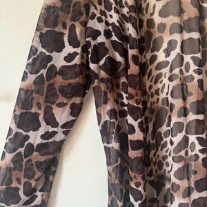 Animal Printed Collarless Longline Jacket