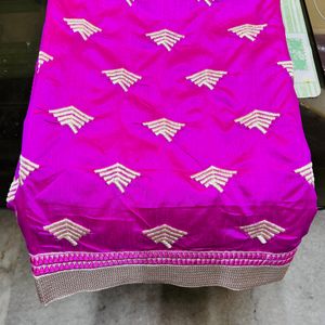 Party Wear Chanderi Silk Saree With Ready Blause