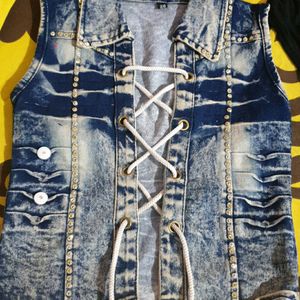 Beautiful 2 Piece Set Of Denim Jacket And T Shirt