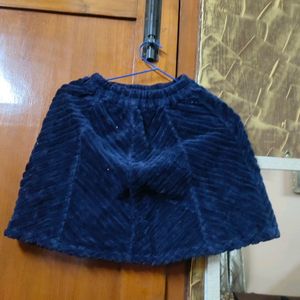 Navy Blue Mini Skirt Woolen