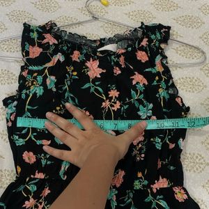 Floral Black Frock For 8-10 Year Old Girls