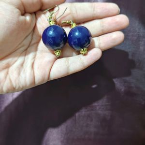 Dark Blue Bead Earring Set