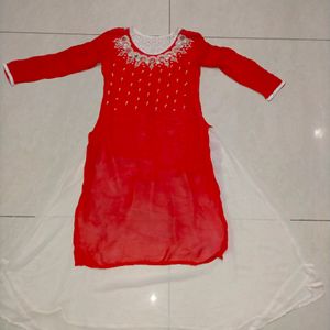 Beautiful Red Kurta With Mirror Work