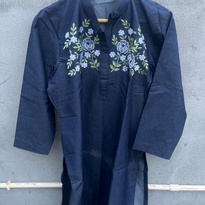 Denim Embroidery Kurta