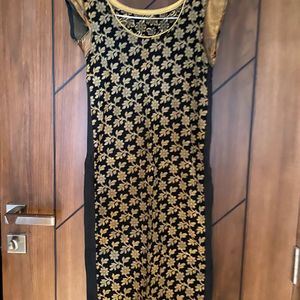 Black And Gold Kurti