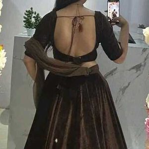 velvet choli lehenga