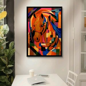 Running Horse Abstract×Cubism Painting