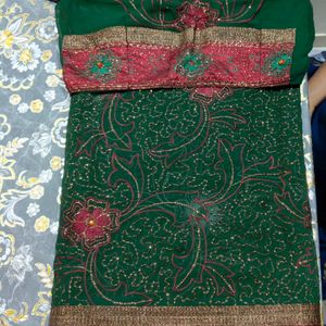 Green Saree With Jari Work