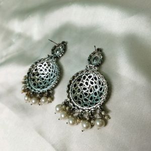Black-silver Ethnic Earrings