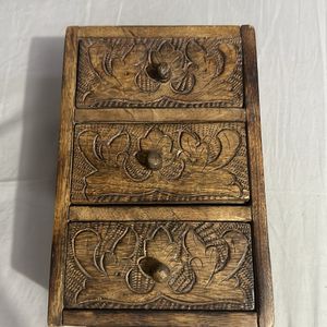 Wooden Organiser With Carving