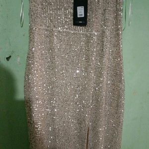 Fashion Nova Tall Family Affair Silver Sequin Gown